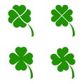 Vector four-leaf clover icon. Lucky four leaf symbol of the Irish St Patrick`s Day Beer Festival. 3d realistic vector green grass Royalty Free Stock Photo